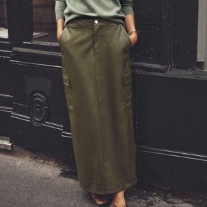 Zara green leather cargo midi skirt XS